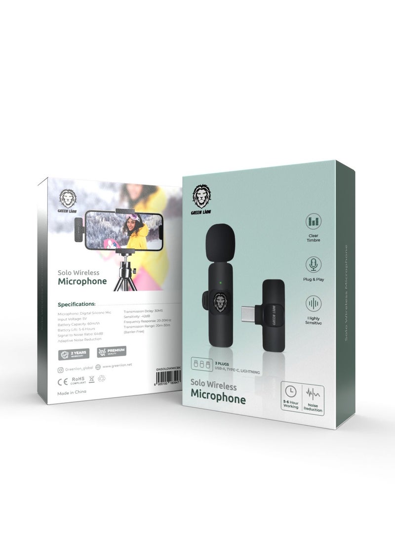 GREEN LION Solo Wireless Microphone 3 Plugs 60mAh - Black  - Image 3