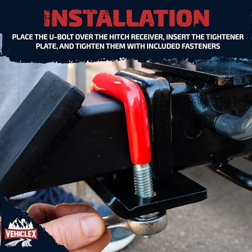Vehiclex Anti-Rattle Hitch Tightener Clamp for 2.5" Receivers - Galvanized Heavy-Duty Stabilizer with 0.44" U-Bolt, Rust-Proof for Trailers & Trucks - Image 5
