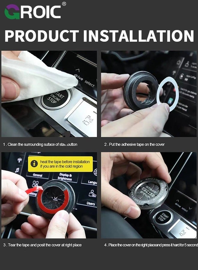 GROIC Black Auto Spin Push to Start on Cover Rotary Car Engine Stop - Image 5