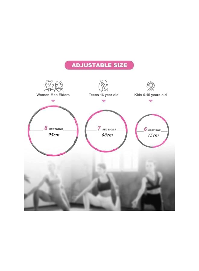 PROMASS Weighted Hula Hoop - 8 Section Detachable, Adjustable Hula Hoop For Adults, Soft Padded Exercise Hoola Hoop With Wavy Ridges For Weight Loss - Image 4