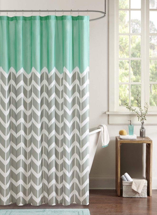 Intelligent Design Printed Cute Youth Bathroom Shower Curtain Mildew Resistant Quick Dry Modern Looking Bath-Curtain, 72x72, Nadia Teal (ID70-365) - Image 1