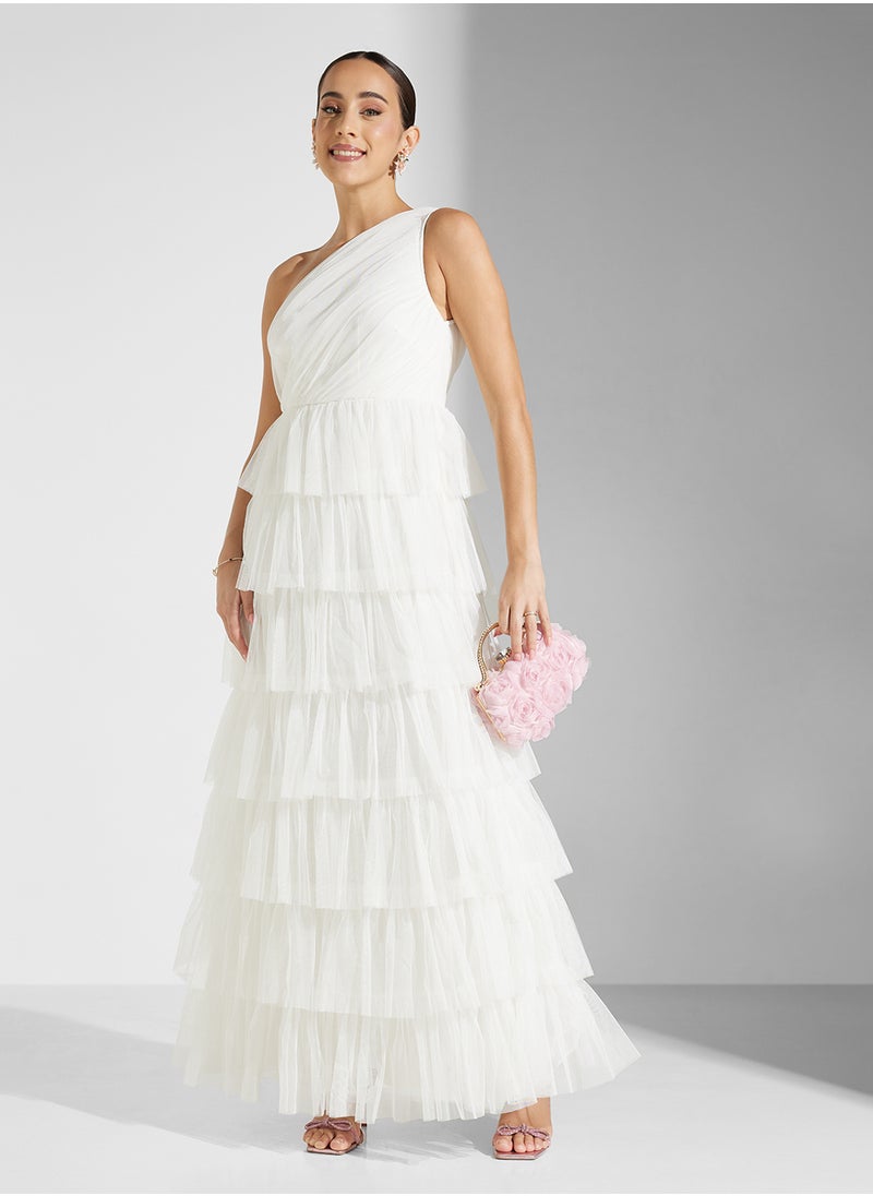 Anaya With Love One Shoulder Tiered Tulle Bridal Maxi Dress  - Image 1