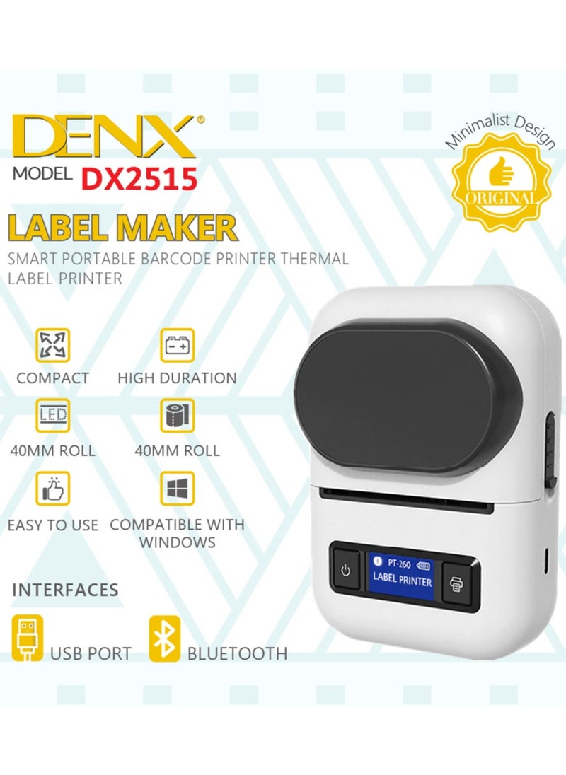 Denx - A portable wireless thermal printer for invoices, receipts and barcodes that works with Bluetooth, practical and easy to carry, 55 mm wide - Image 1