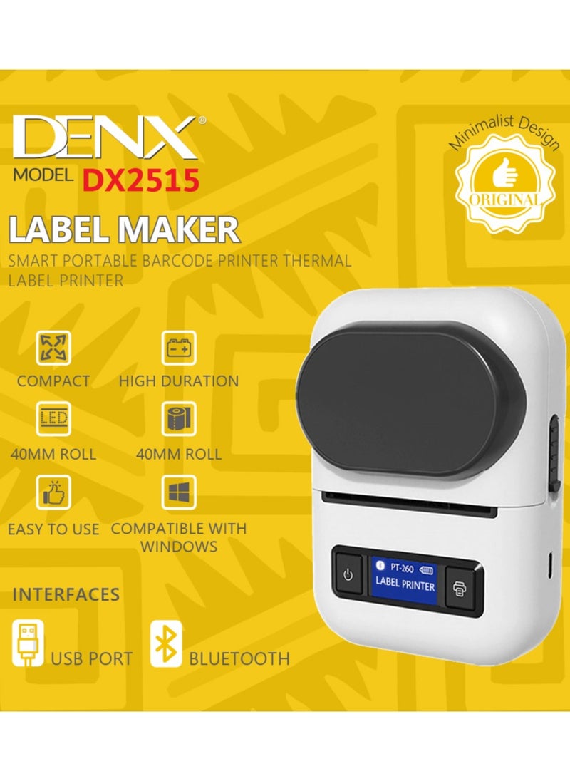 Denx - A portable wireless thermal printer for invoices, receipts and barcodes that works with Bluetooth, practical and easy to carry, 55 mm wide - Image 1