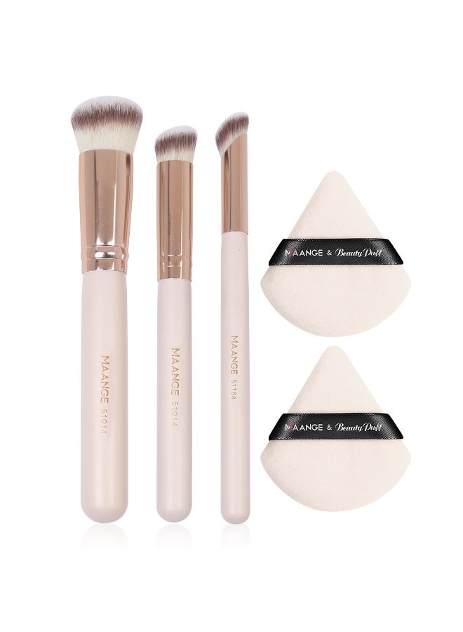 MAANGE طقم أدوات مكياج الوجه، 3 قطع فرش مكياج احترافية 2 قطعة إسفنجة بودرة مع حزام، ملحقات مكياج كاملة الوظائف للنساء، وردي فاتح - Image 4