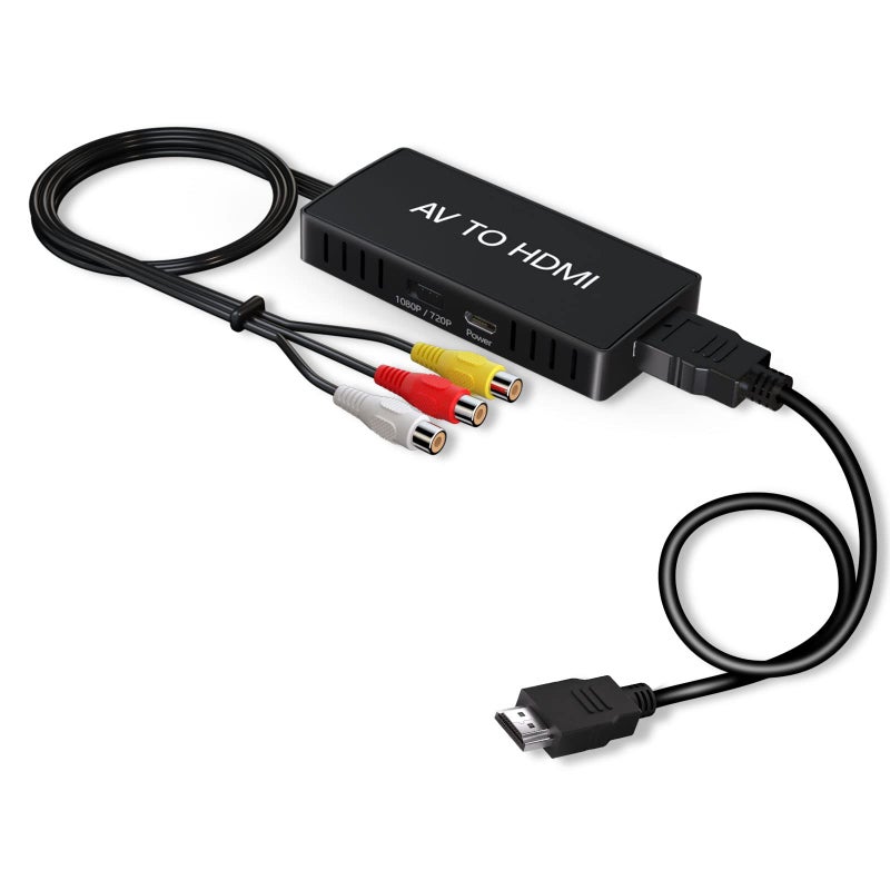VIXLW RCA to HDMI Converter, AV to HDMI Converter, 1080P Mini Composite to HDMI Adapter, Support PAL/NTSC for PC, Laptop, TV, WII, PS1, PS2, PS3, STB, VHS, VCR, Blue-Ray DVD Players - Image 1
