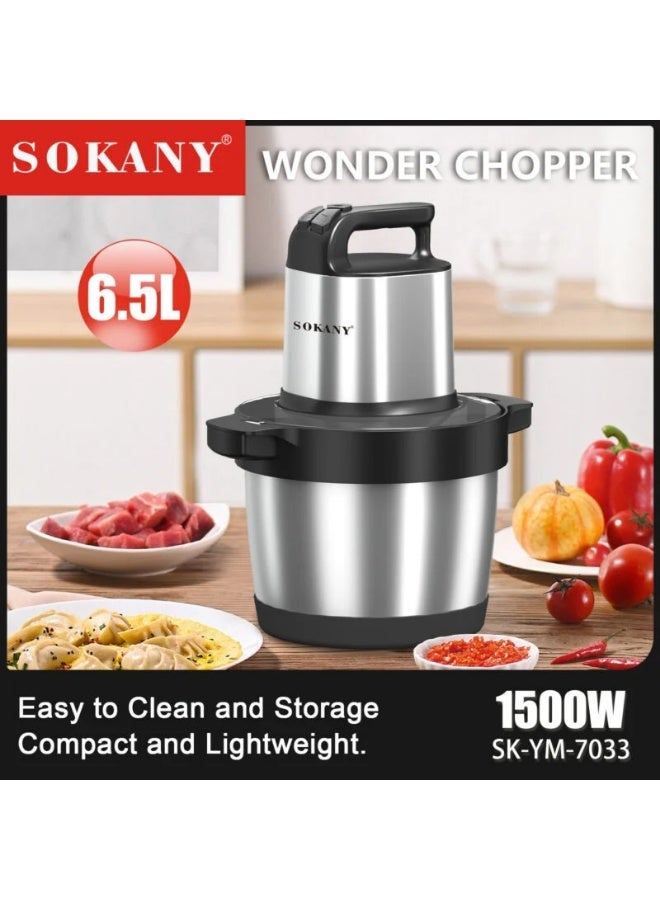 كبة سوكاني، 6.5 لتر، 1500 وات، فضي واسود - SK-YM-7033