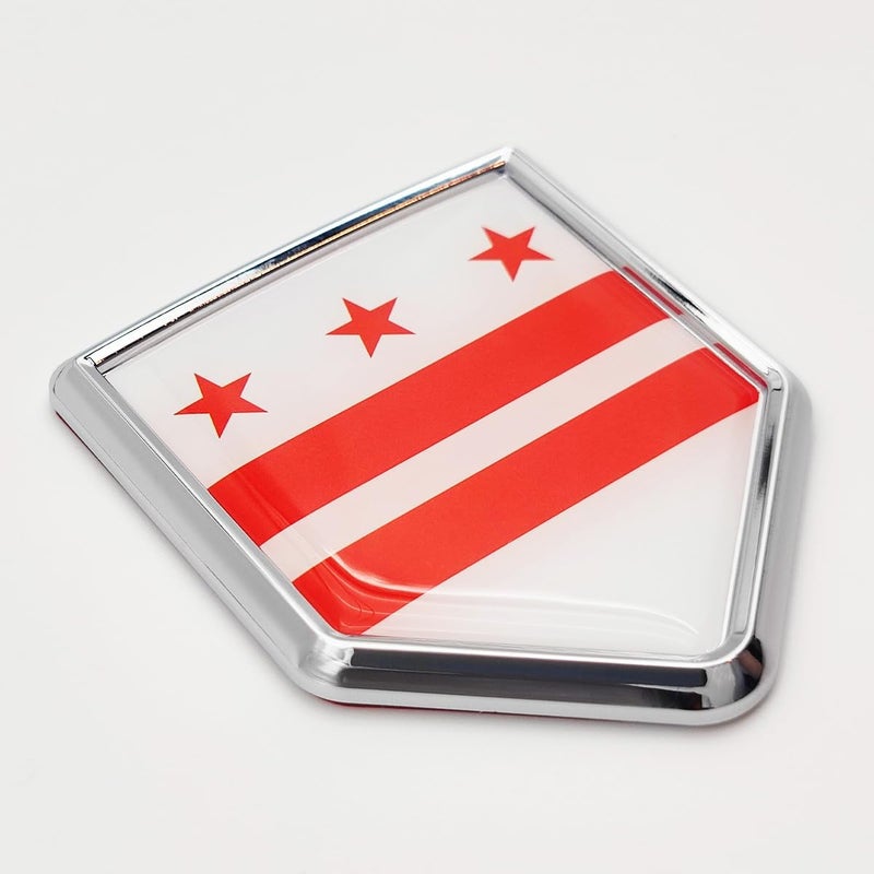 Overdecor District of Columbia Flag Decal Stickers Car Emblem Washington DC Car Accessories Decorations Chrome Shield Flag Sticker Decals for Cars Truck Vehicles, 2 Pack - Image 1