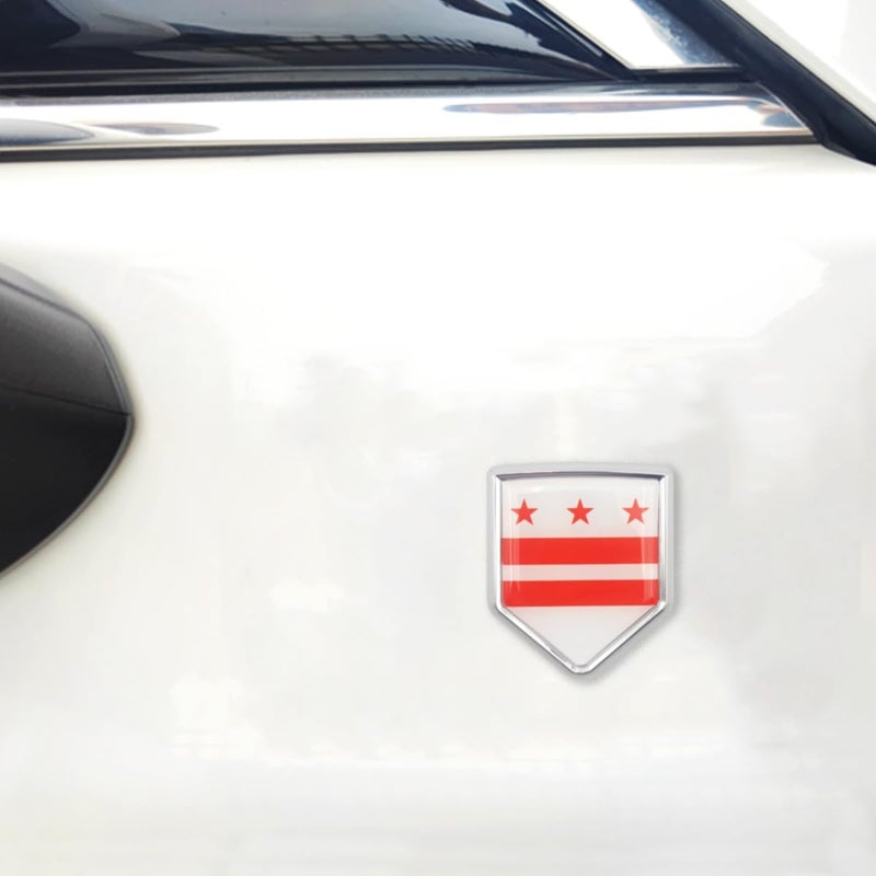 Overdecor District of Columbia Flag Decal Stickers Car Emblem Washington DC Car Accessories Decorations Chrome Shield Flag Sticker Decals for Cars Truck Vehicles, 2 Pack - Image 4