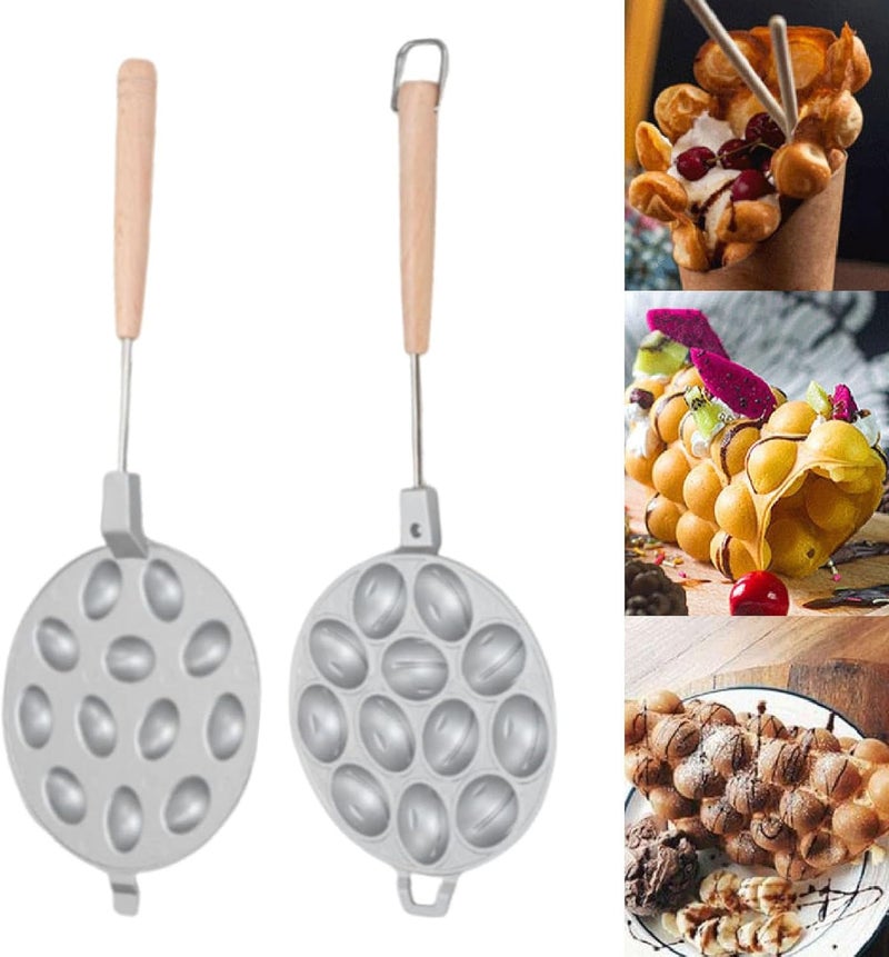 Aramox Walnut Cookie Maker Nut Mold Almond Pastry Press Non Stick Aluminum Alloy Baking Tool with Wood Handle for Kitchen Home Baking (12 Holes) - Image 5