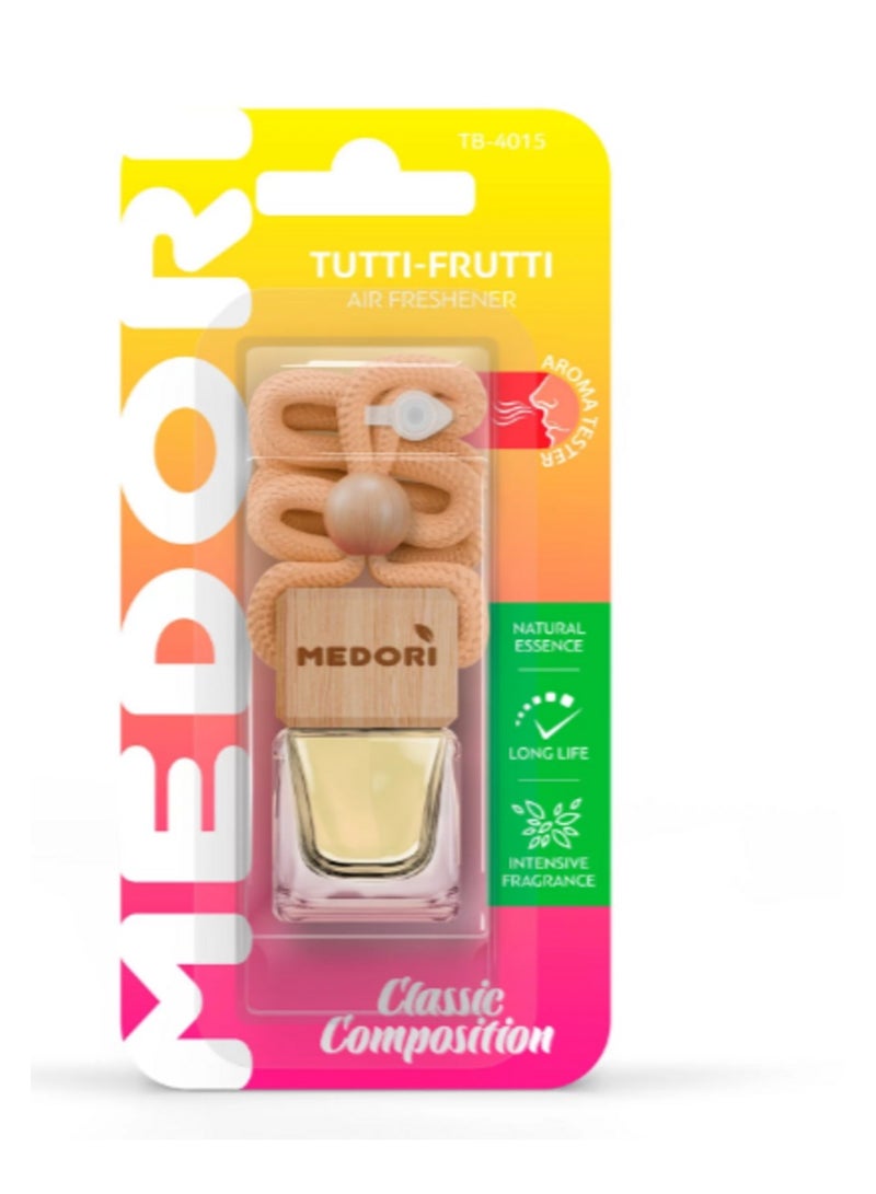 MEDORI Special Luxury liquid hanging car air freshener in a blister package and has a scent tester. Fragrance With an exotic and enchanting Aroma analogous to Tutti fruti. The Fragrance is made in France 6 ml.  - Image 1