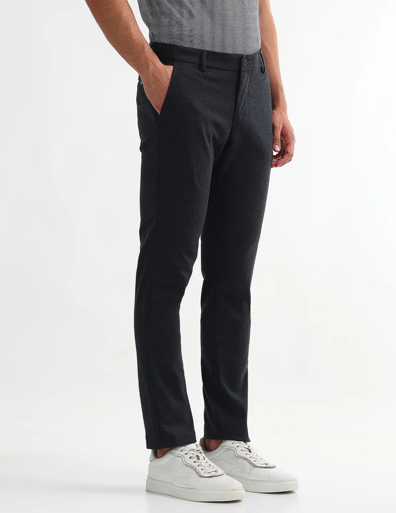 Arrow Navy Slim Fit Twill Trousers for Men | Best Price UAE