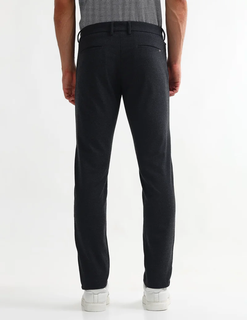Arrow Navy Slim Fit Twill Trousers for Men | Best Price UAE