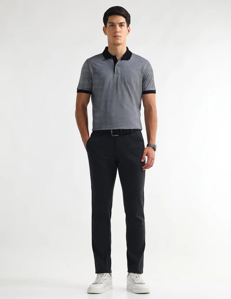 Arrow Navy Slim Fit Twill Trousers for Men | Best Price UAE