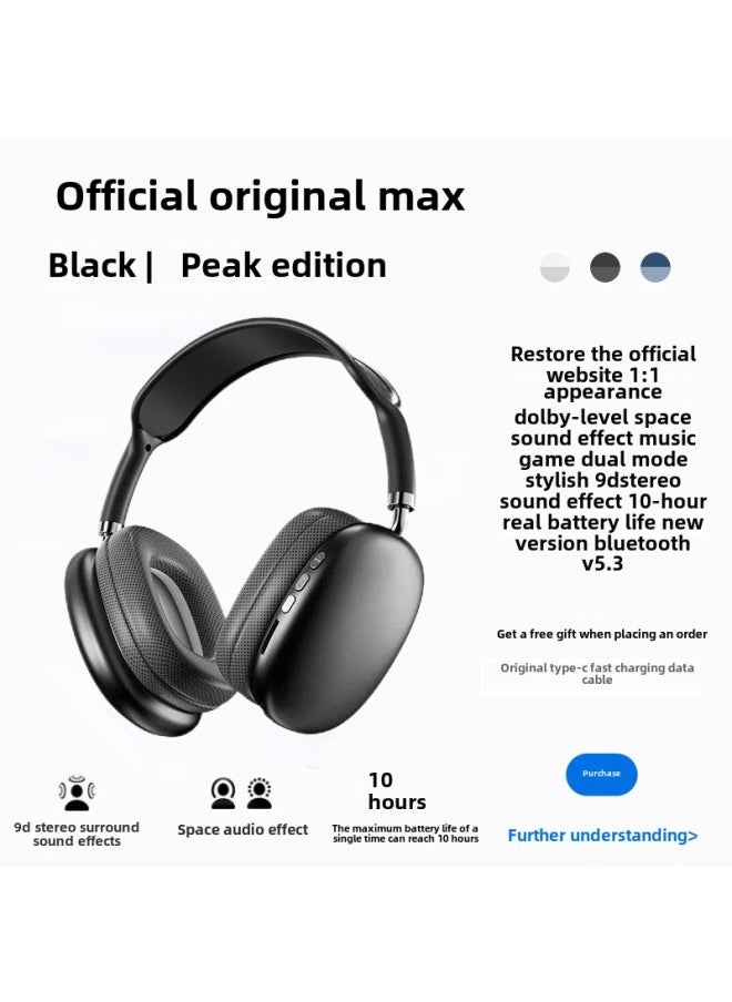 Generic - Head-mounted Bluetooth Headset Suitable For IPhone/apple Max Huaqiangbei 2024 Wireless Noise Reduction Game Wheat-Color:Official Standard Configuration - Black | Peak Version [original 1:1 Appearance ★ Dolby Space Audio ★ - Image 1