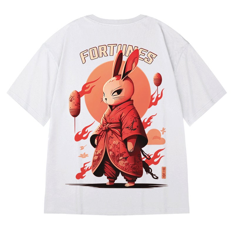 Japanese Style Trendy Brand Loose T-Shirt For Fatty Men'S Wear Loose Plus Fat Plus Size Short-Sleeved Trendy Cartoon Sports Half-Sleeved Top - Image 1