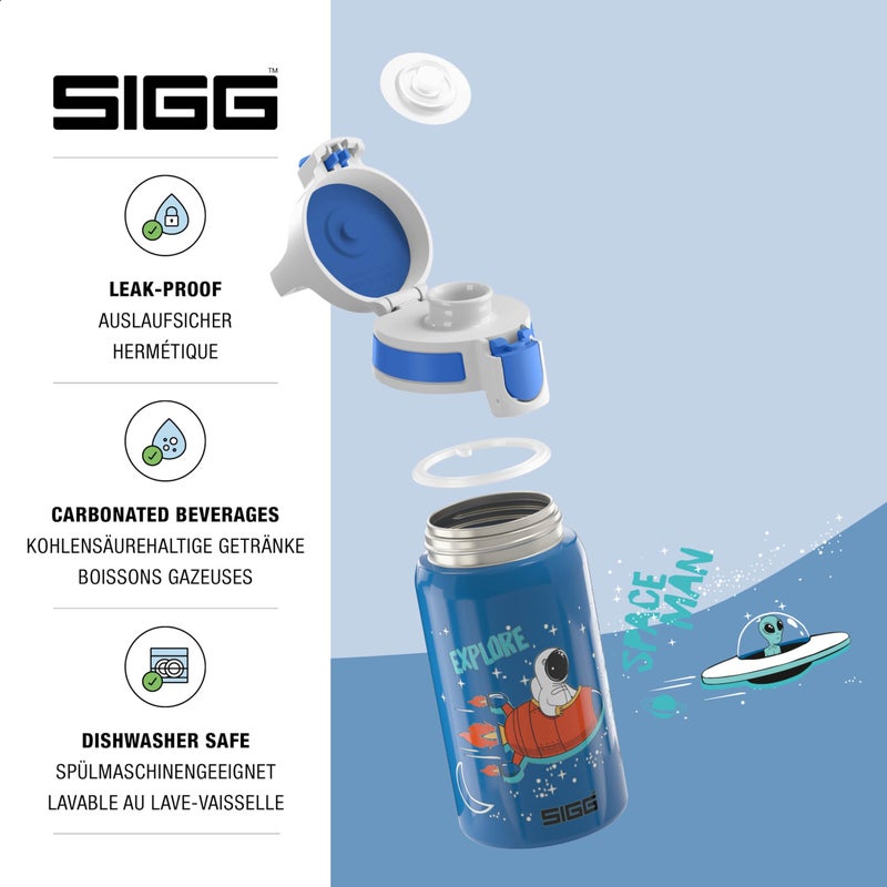 Sigg - Kids Water Bottle - Shield ONE Space - Leakproof - Lightweight - BPA Free - Stainless Steel - Blue With Astronaut - 17 Oz - Image 3