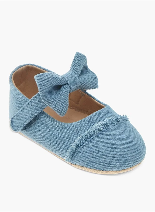 Barefeet Bow Detail Booties with Hook and Loop Closure