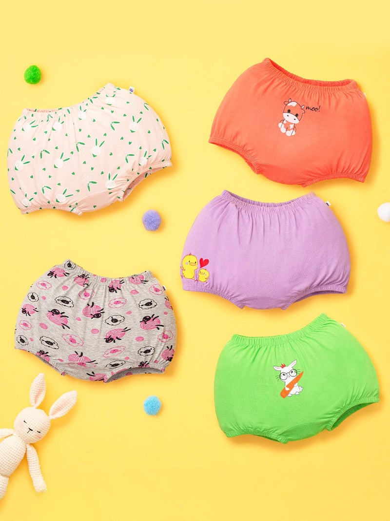 superbottoms Basic™ Bloomer | Unisex, 100% Pure Cotton Innerwear | Breathable & Soft Underwear | Baby Bloomers for 6-8Y | Farm Fam | Pack of 5 - Image 2