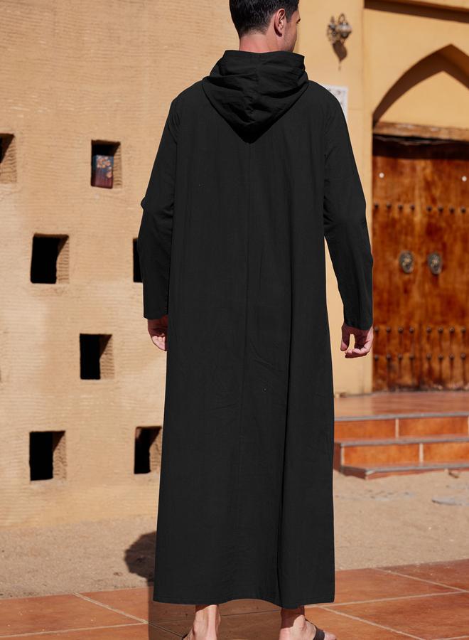 Take Two Take Two Solid Hooded Long Sleeve Buttoned Longline Robe  - Image 2