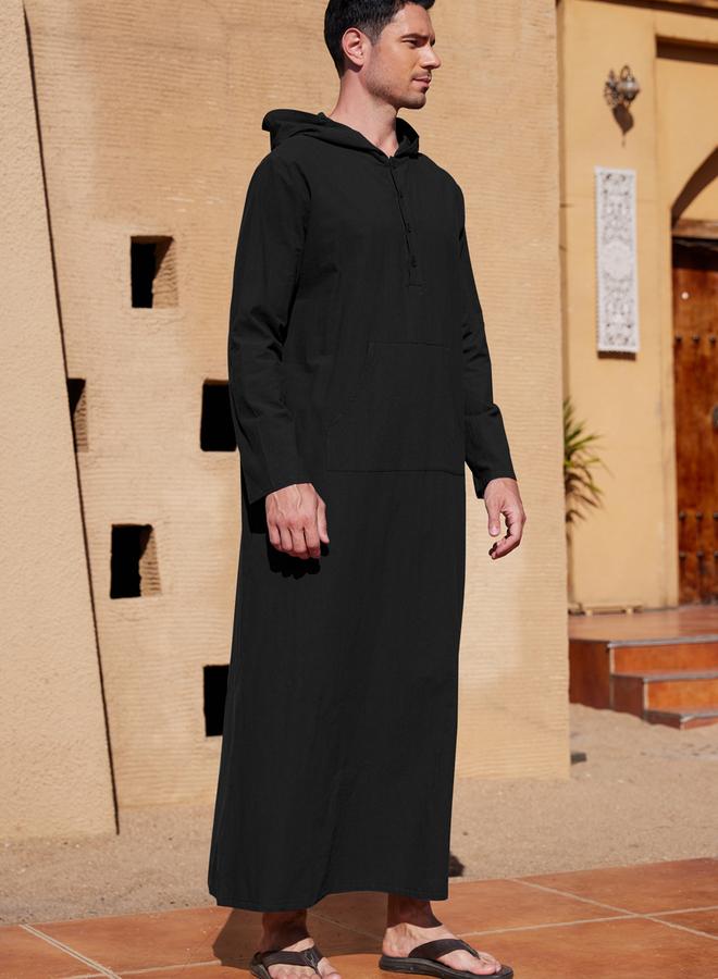 Take Two Take Two Solid Hooded Long Sleeve Buttoned Longline Robe  - Image 3