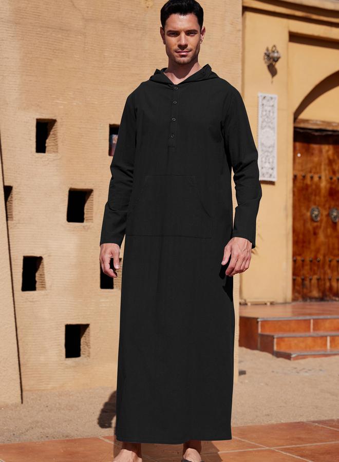 Take Two Take Two Solid Hooded Long Sleeve Buttoned Longline Robe  - Image 5