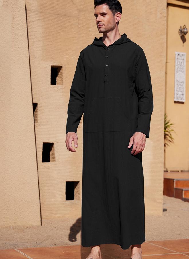 Take Two Take Two Solid Hooded Long Sleeve Buttoned Longline Robe  - Image 1