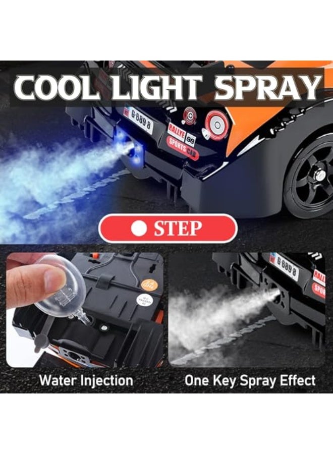 Remote Control Car RC Drift Car 1:16 Scale 4WD 18KM/H High Speed Model Vehicle 2.4GHz with LED Lights Spray Rubber Tire Racing Sport Toy for Adults Boys Girls Kids Gift 2Pcs Rechargeable Batteries - Image 5