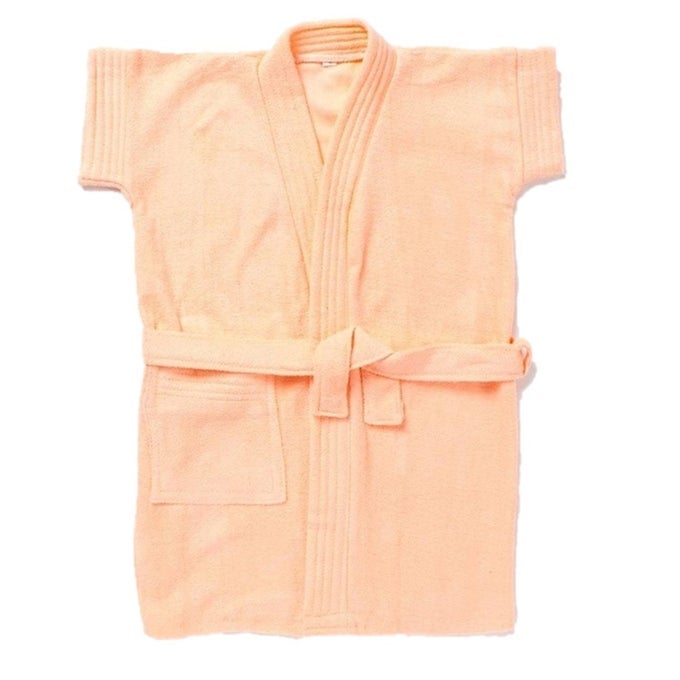 KIDS BABY GIRLS BATHROBE TERRY COTTON BATHROBE GOWN HALF SLEEVES KNEE LENGTH POCKET WITH WAIST BELT BABY GIRLS BATHROBE 1 TO 4 YEARS AGE PEACH