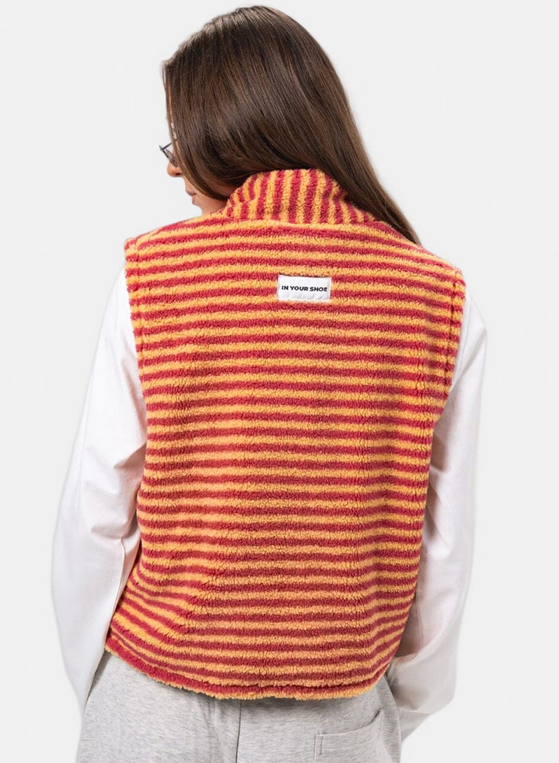 In Your Shoe Orange & Yellow Regular Fleece Vest - Image 3