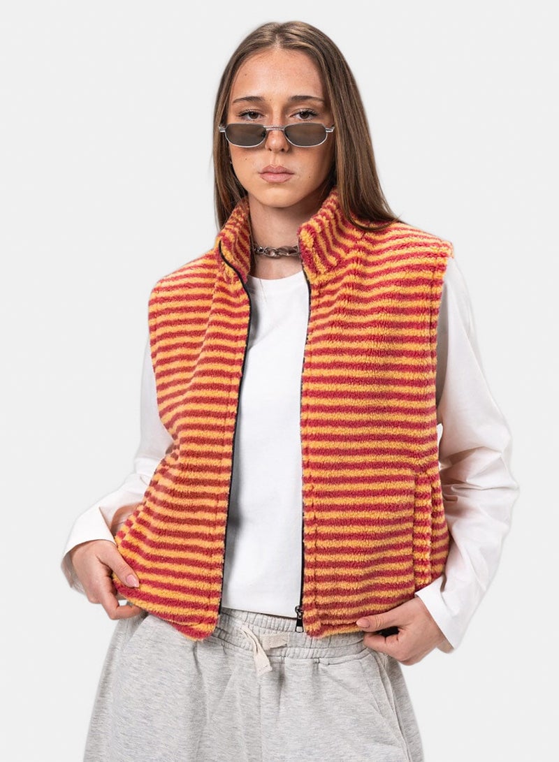 In Your Shoe Orange & Yellow Regular Fleece Vest - Image 1