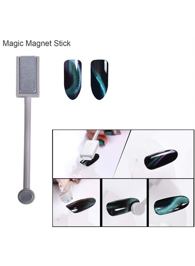 MWOOT 12Pcs Magnet Plate Wand Board Nail Magnet Tool, Mwoot Nail Magnet Pens And Double-headed Strong Cat Eyes Magnet Stick Dotting pens For 3D Gel Polish Nail Art - Image 4
