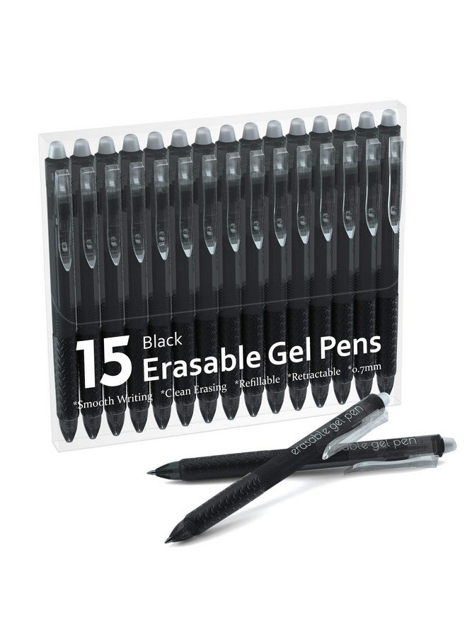 Lineon Erasable Gel Pens, 15 Pack Black Retractable Erasable Pens Clicker, Fine Point, Make Mistakes Disappear, Black Inks For Writing Planner And Crossword Puzzles… - Image 1