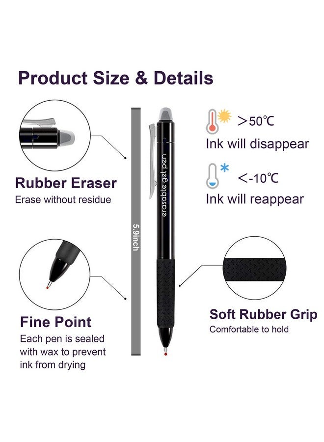 Lineon Erasable Gel Pens, 15 Pack Black Retractable Erasable Pens Clicker, Fine Point, Make Mistakes Disappear, Black Inks For Writing Planner And Crossword Puzzles… - Image 3