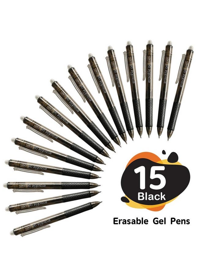Lineon Erasable Gel Pens, 15 Pack Black Retractable Erasable Pens Clicker, Fine Point, Make Mistakes Disappear, Black Inks For Writing Planner And Crossword Puzzles… - Image 2