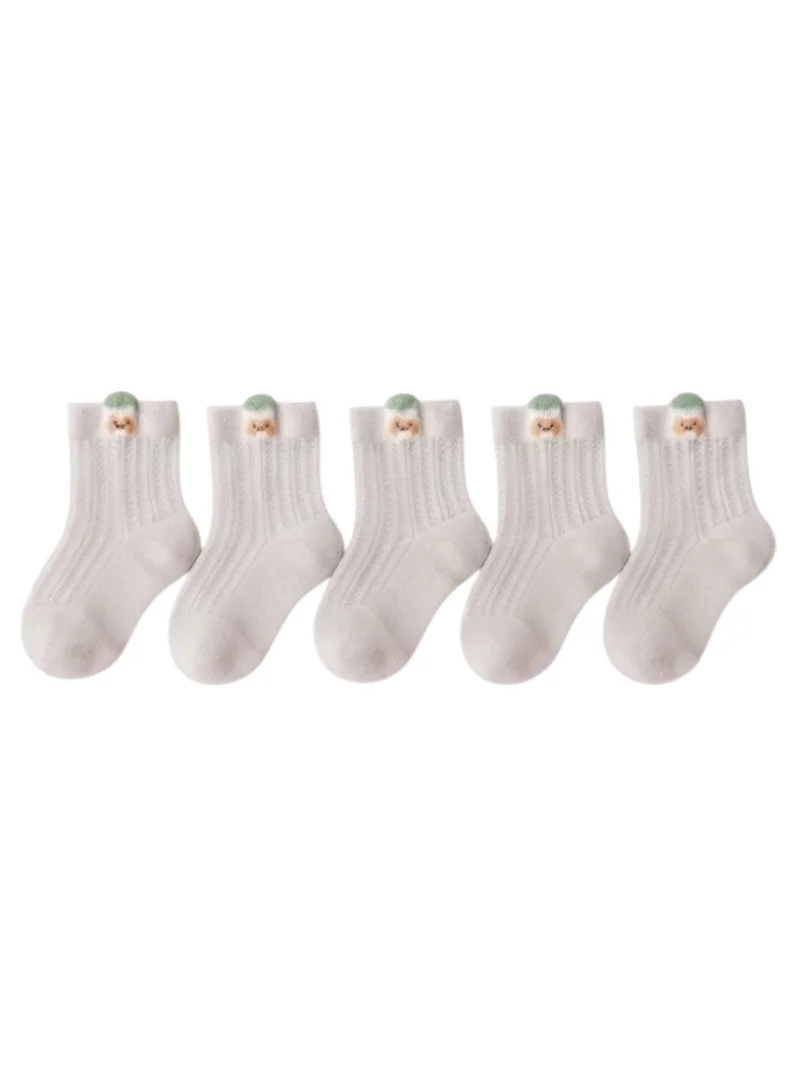 Bidani Baby Ribbed Crew Socks with Back Tab 5 Pairs - Gray