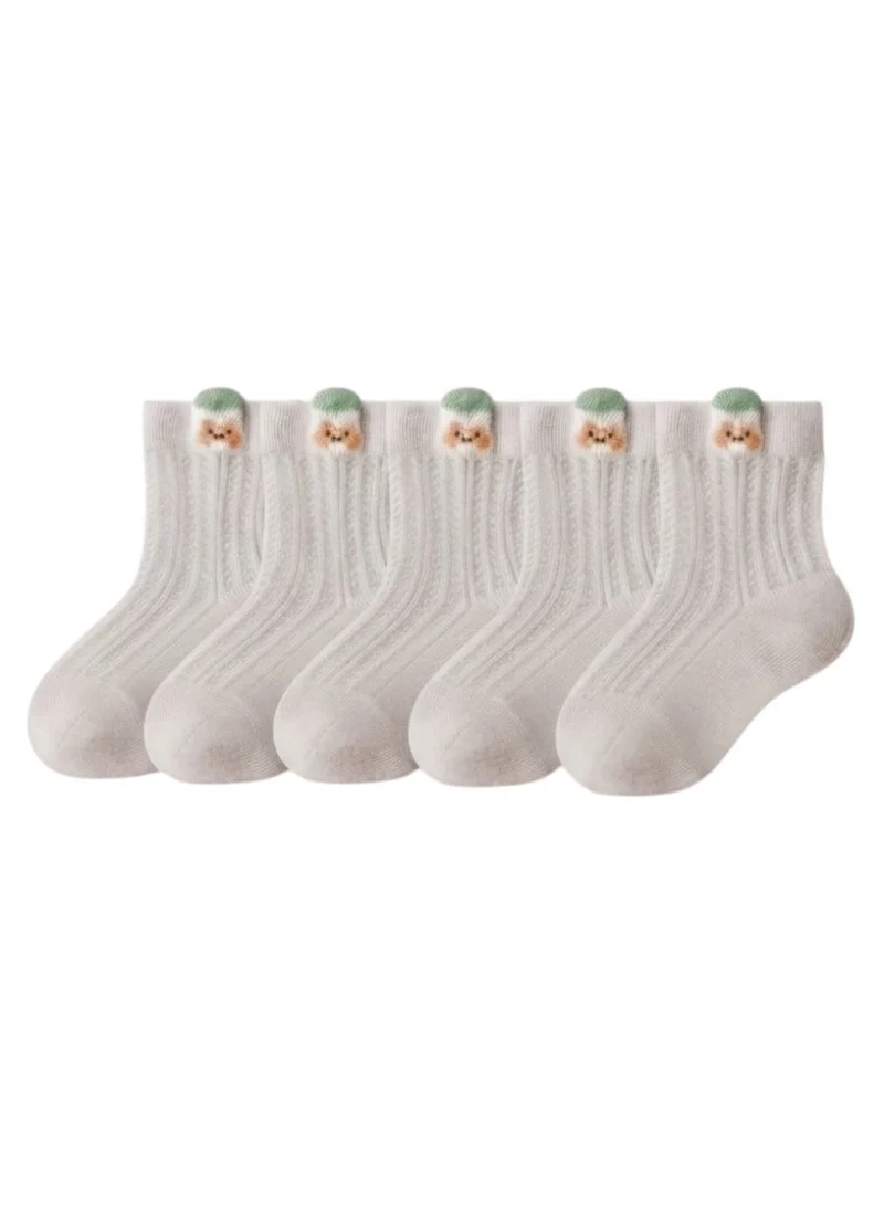 Bidani Baby Ribbed Crew Socks with Back Tab 5 Pairs - Gray