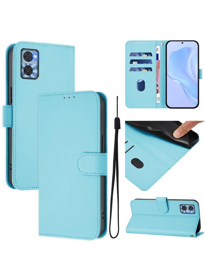 اس-توب جراب لهاتف Motorola Moto E22 4G / E22i 4G مصنوع من الجلد بلون سادة مع حبل تعليق - Image 1