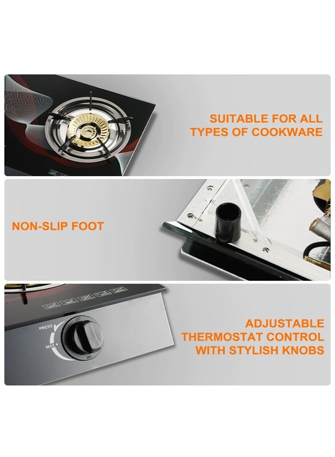 ATM Premium Double Burner Gas Stove with Sleek Tempered Glass Top - Image 4