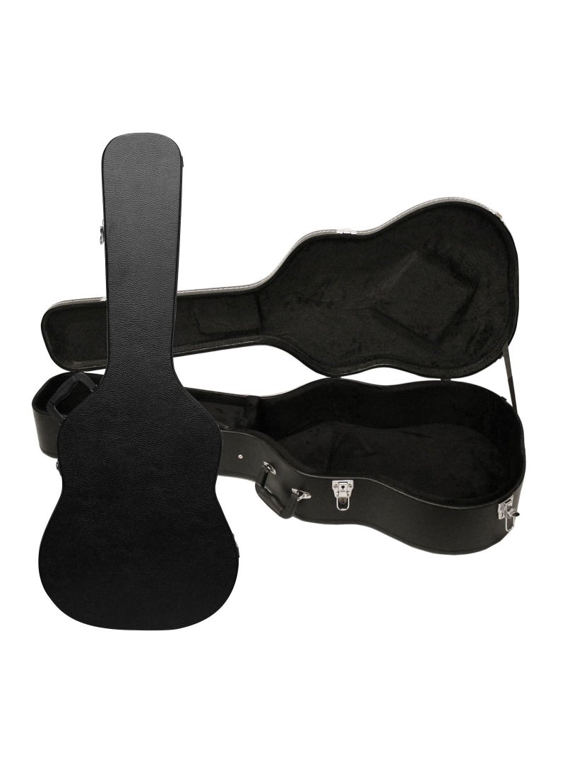 Mike Music Mike Music 41" Acoustic Dreadnought Guitar Hardshell Carrying Case Microgroove Flat Guitar Case (40/41 inch guitar leather case, Black)  - Image 1
