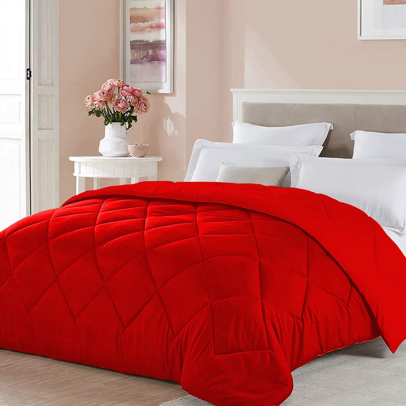 Texlux Soft Microfiber Filling 300GSM Comforter/Duvet for Mild Winter Size - Single 152X228cm (60x90 inch) Color-Red - Image 1
