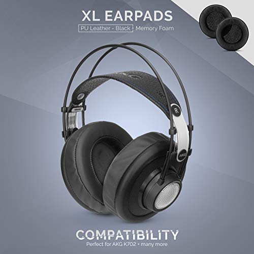 Brainwavz XL Large Replacement Memory Foam Earpads Suitable for Many Other Large Over The Ear Headphones Sennheiser AKG HifiMan ATH Philips Fostex Sony Black Pleather - Image 3