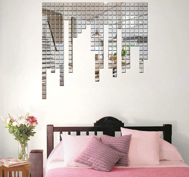 Walltech 100 Square Silver 3D Mirror Acrylic Wall Sticker - Image 2
