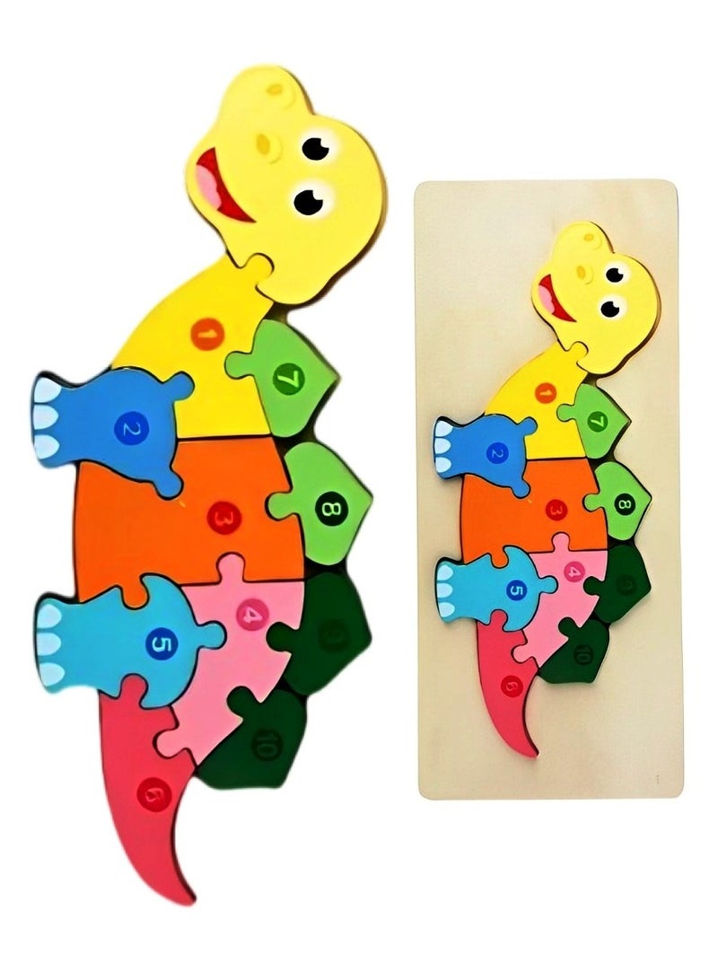 Wooden 3D Puzzles Sensory Cognition, Teacher Parents Early Learning Support Tools, Attractive Colors and Patterns, Montessori Fine Motor Skill Development Toys, Ideal Kids Gift (Stegosaurus Shape) - Image 1