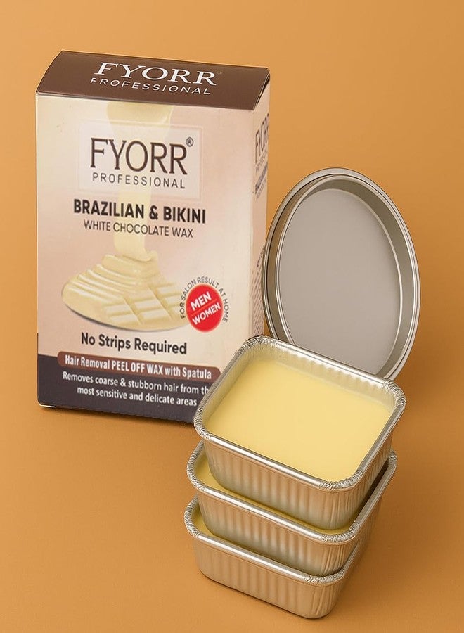 FYORR Painless Brazilian Face Body And Bikini White Chocolate Katori Wax For Eyebrow/UpperLips/Facial Hair/Bikni/Underarms/Legs/Thigs Peel Off Hair Removal Wax Sensitive Areas (80Gram X 3) - Image 1