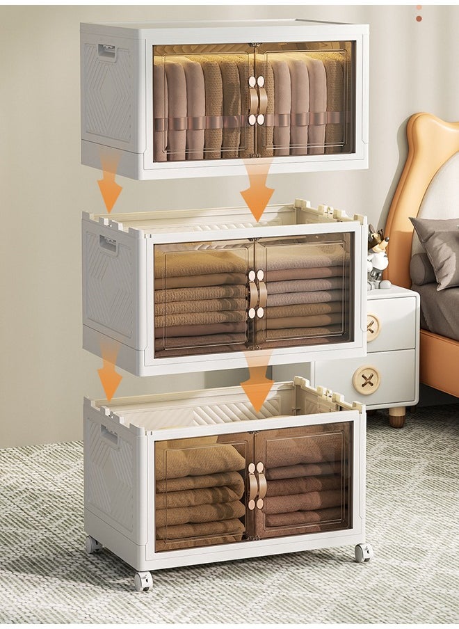 NKX - 3 Layers Multi-Functional Foldable Storage Cabinet with Doors and Wheels (102L) - Image 1