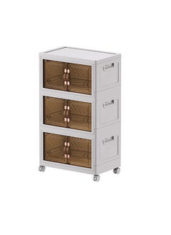 3 Layers Multi-Functional Foldable Storage Cabinet with Doors and Wheels (102L)