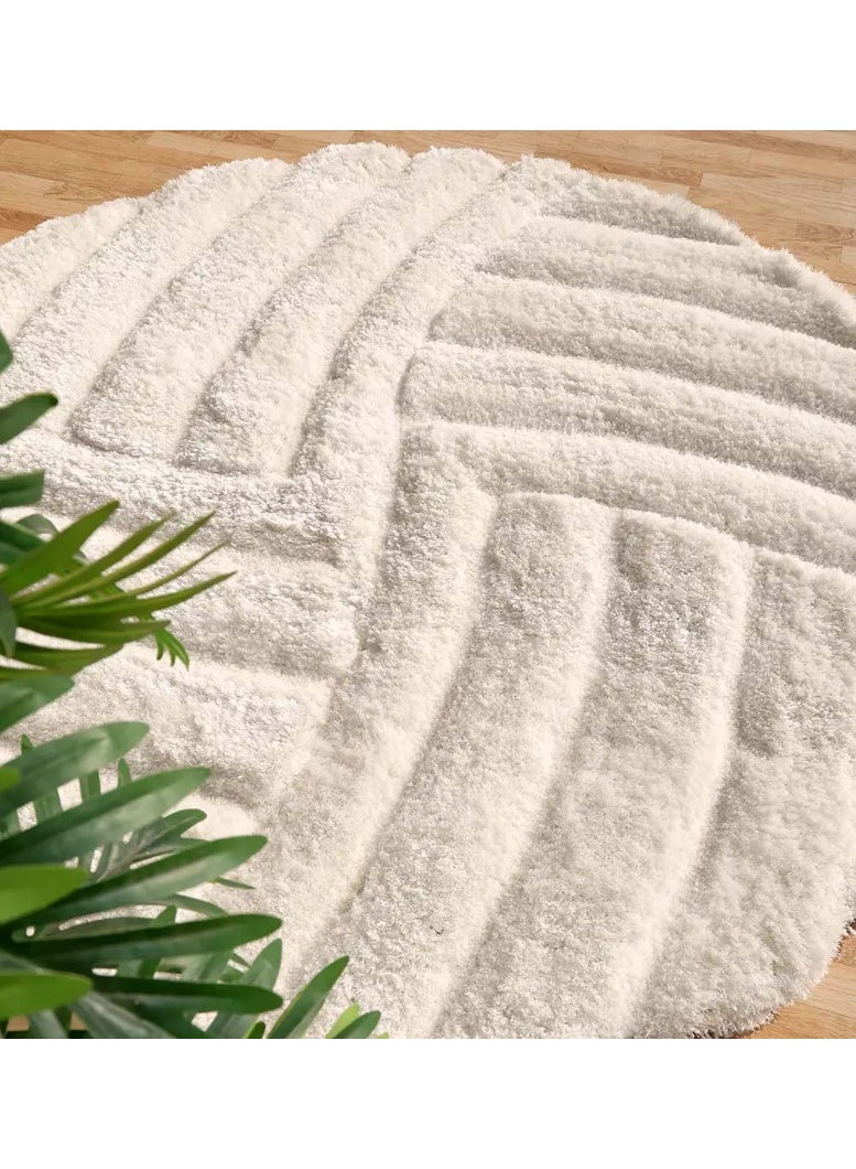 Ramsha Handmade shaggy rug 3d design white soft fur rug mp3d-07 Shaggy area rg for bedroom rug 200 cm round - Image 2