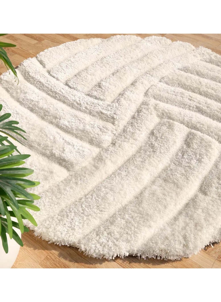 Ramsha Handmade shaggy rug 3d design white soft fur rug mp3d-07 Shaggy area rg for bedroom rug 200 cm round - Image 4