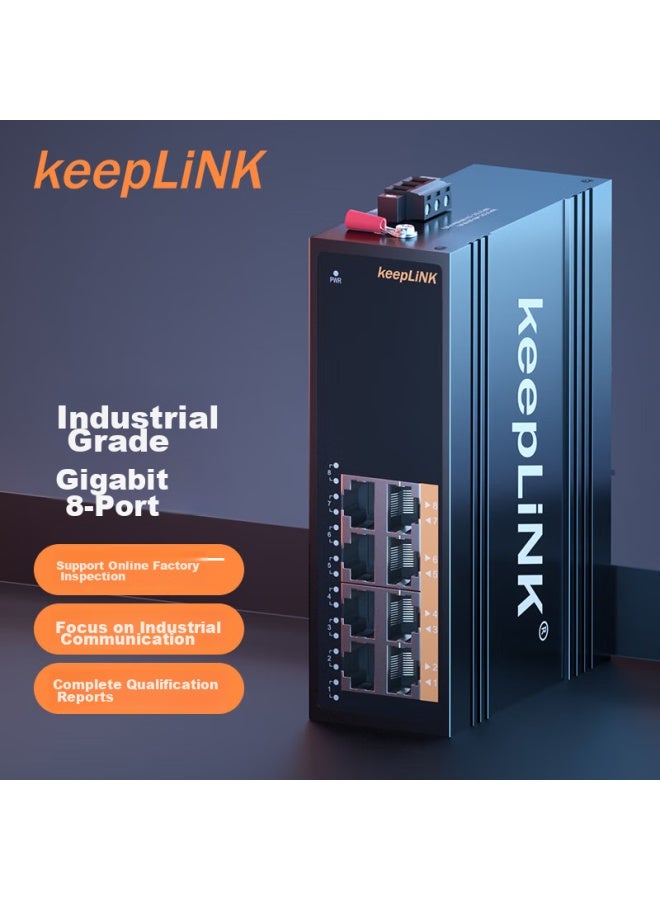 Keeplink Kp-9000 Industrial Ethernet Switch, 8-port Gigabit Unmanaged Rail-mounted Switch - Image 1